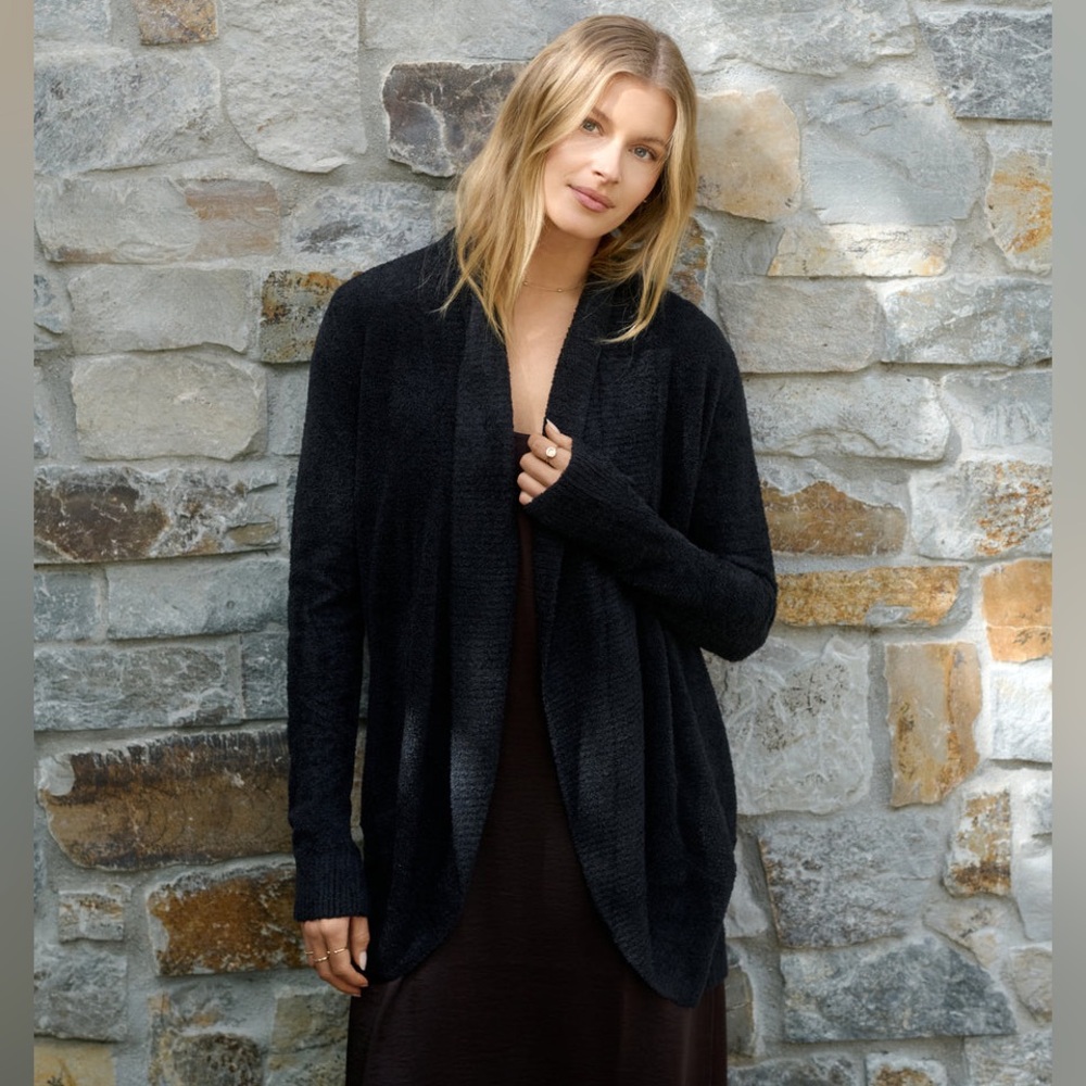 Barefoot Dreams CozyChic Lite® Circle Cardi in black.